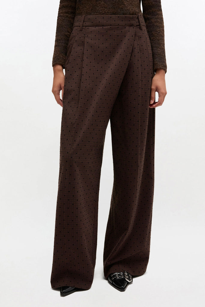 Flock Check Suiting Pants A1080035 - Chicory Coffee - GANNI