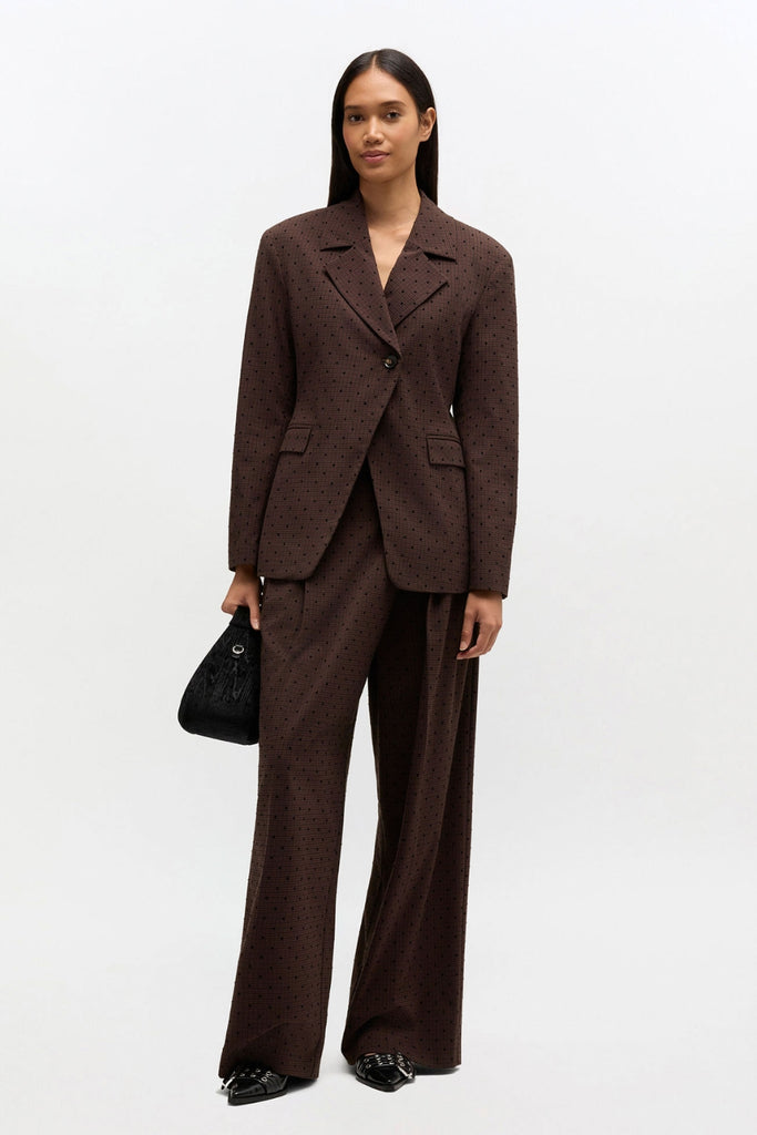 Flock Check Suiting Pants A1080035 - Chicory Coffee - GANNI