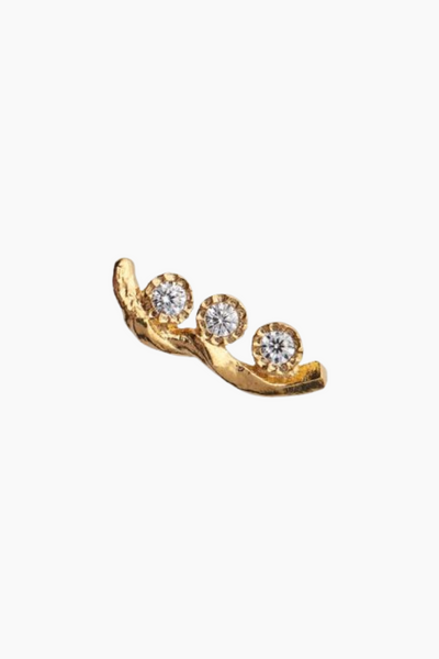 Flow Earring With Three Stones - Gold - Stine A