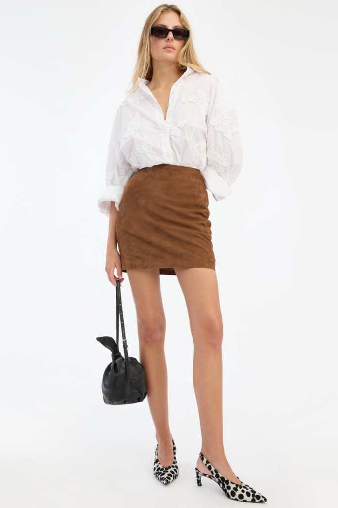 Flower Oversized Shirt - Bright White - Rotate