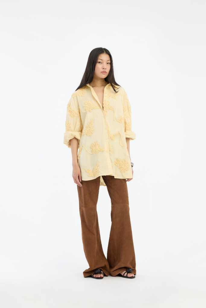 Flower Oversized Shirt - Italian Straw - Rotate
