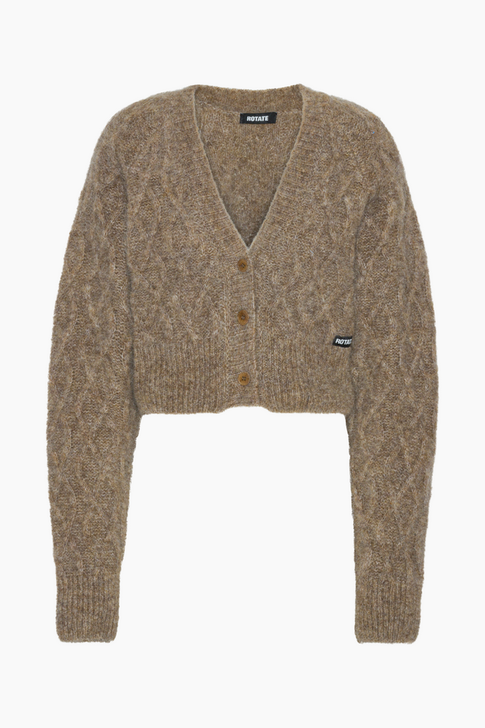 Fluffy Knit Cardigan - Pine Bark - Rotate