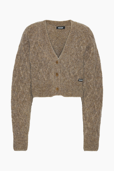 Fluffy Knit Cardigan - Pine Bark - Rotate
