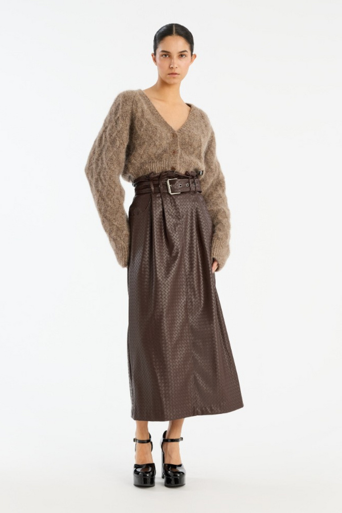 Fluffy Knit Cardigan - Pine Bark - Rotate
