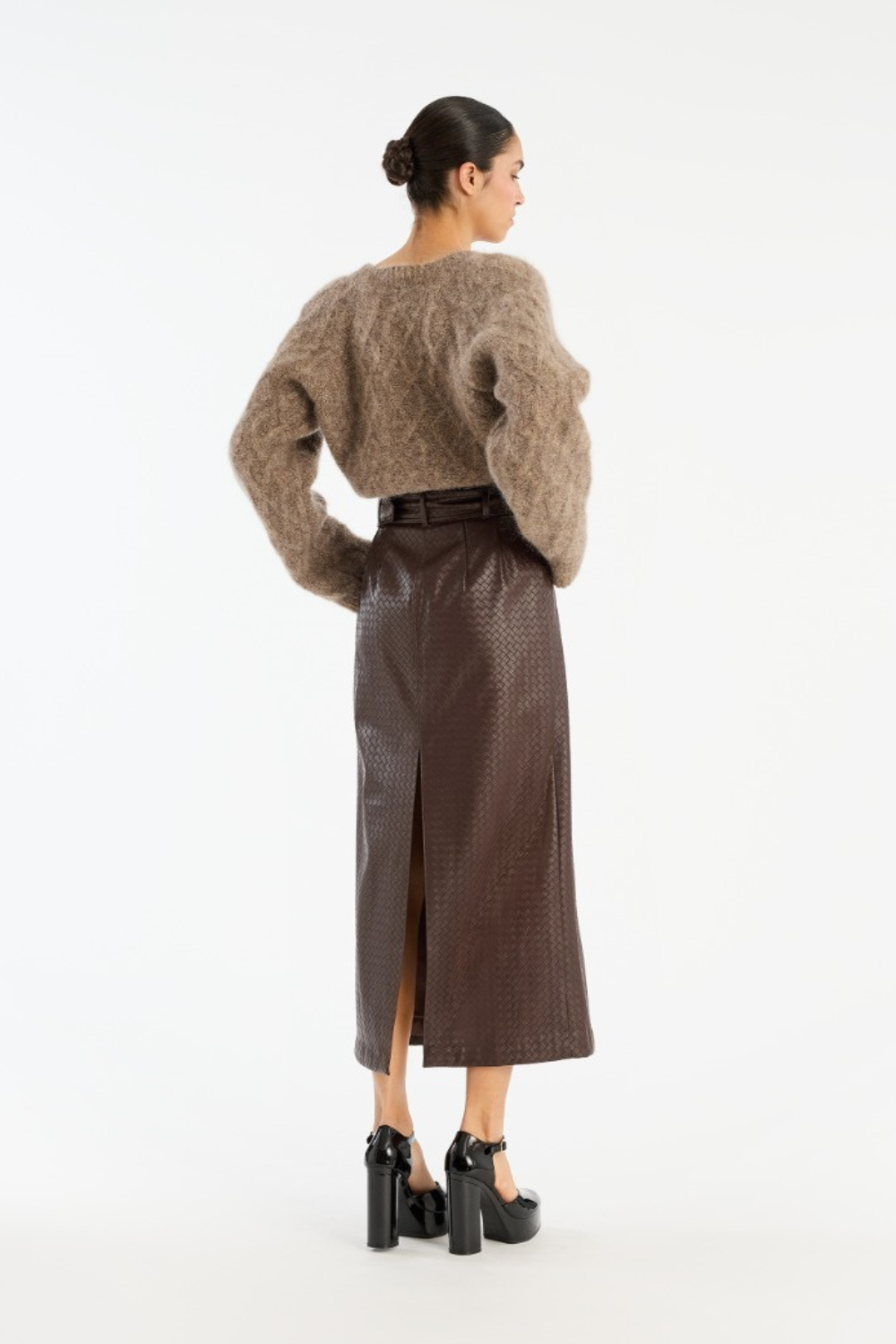 Fluffy Knit Cardigan - Pine Bark - Rotate