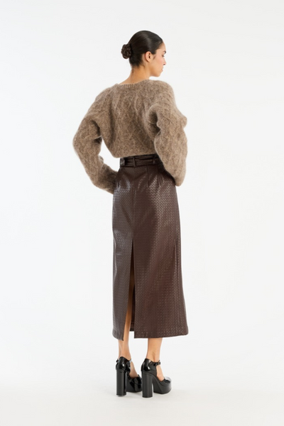 Fluffy Knit Cardigan - Pine Bark - Rotate