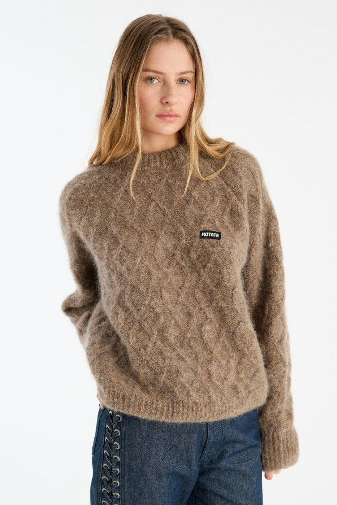 Fluffy Knit Jumper - Pine Bark - Rotate
