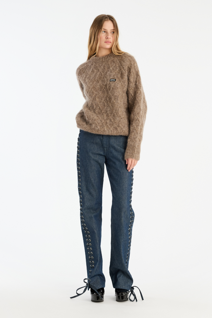 Fluffy Knit Jumper - Pine Bark - Rotate