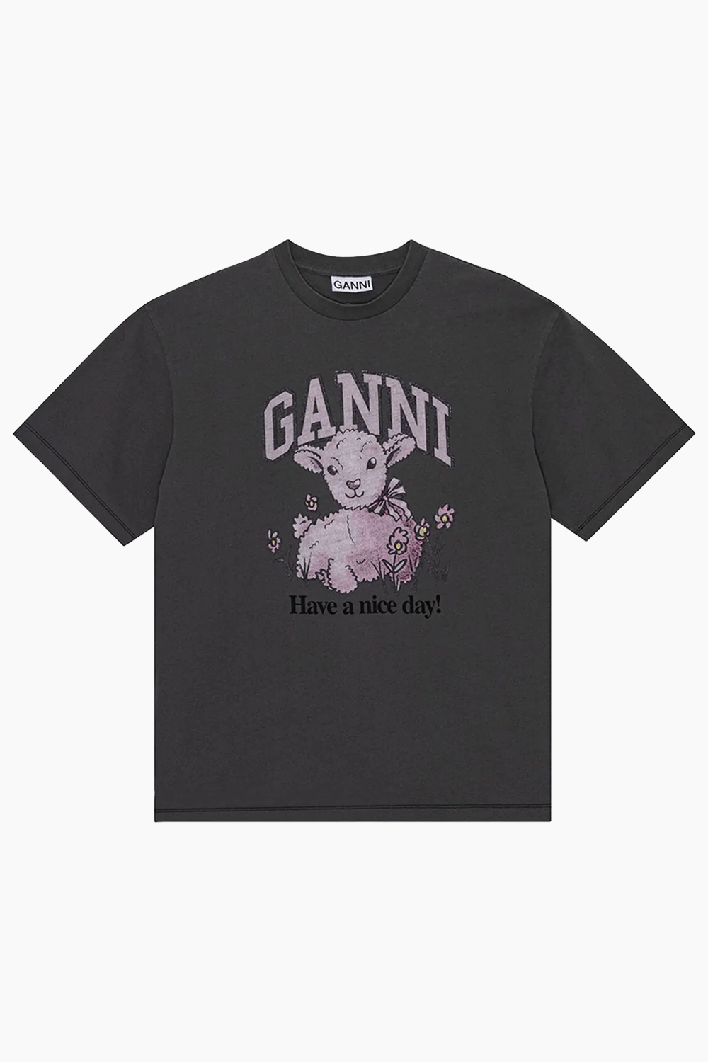 Future Heavy Jersey Lamb Short Sleeve T-Shirt T3789 - Volcanic Ash - GANNI