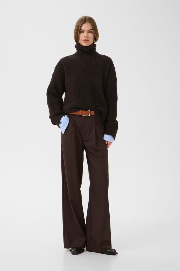 GZPaula MW Wide Pants - Molé/Brown - Gestuz