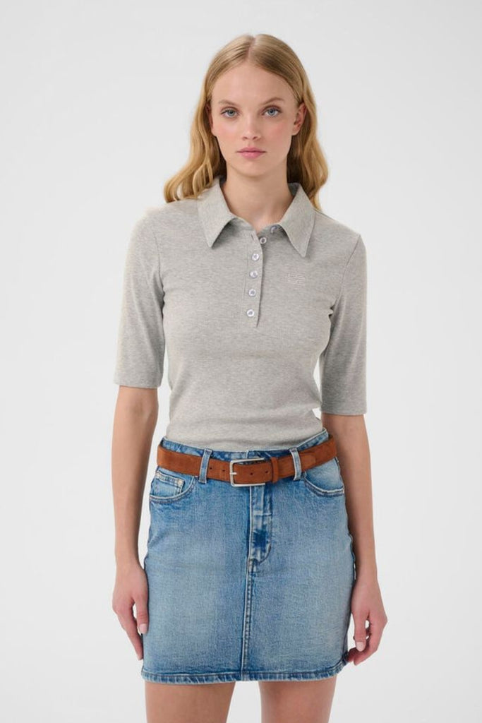 GZdrew Polo Mel Top - Grey Melange - Gestuz