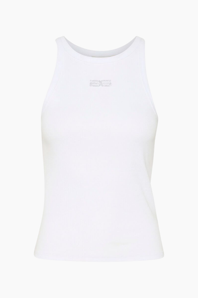 GZdrew Rhinestone Logo Tank - Bright White - Gestuz