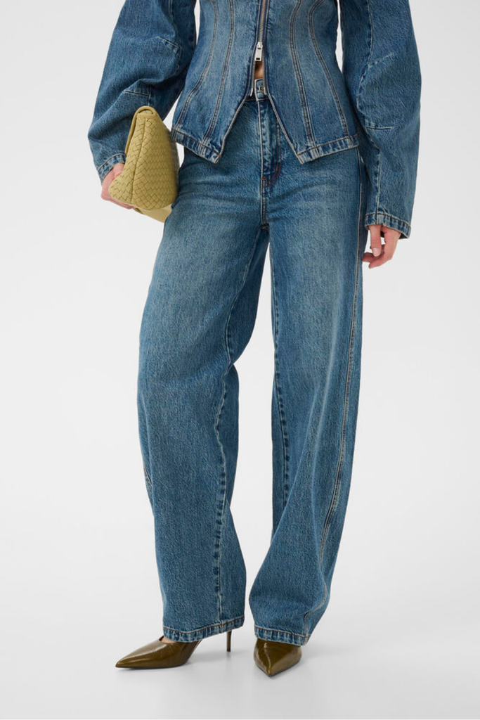 GZmelu HW Barrel Jeans - Classic Mid Blue Wash - Gestuz