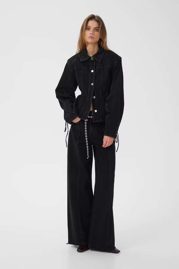 GZnanetta HW Wide Jeans - Dark Grey Washed/Black - Gestuz
