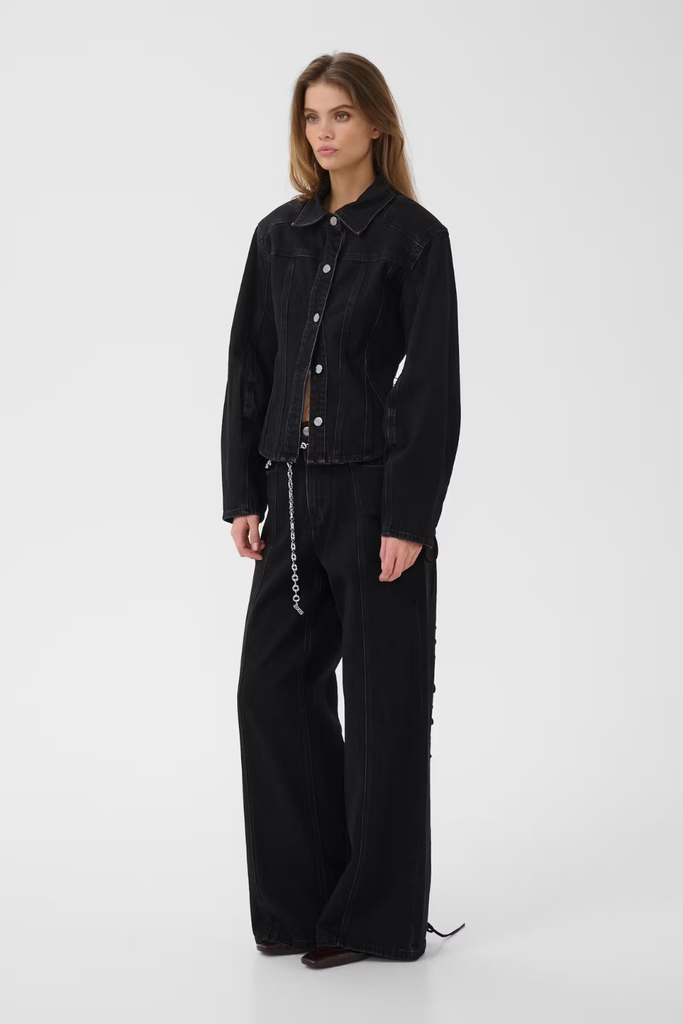 GZnanetta HW Wide Jeans - Dark Grey Washed/Black - Gestuz
