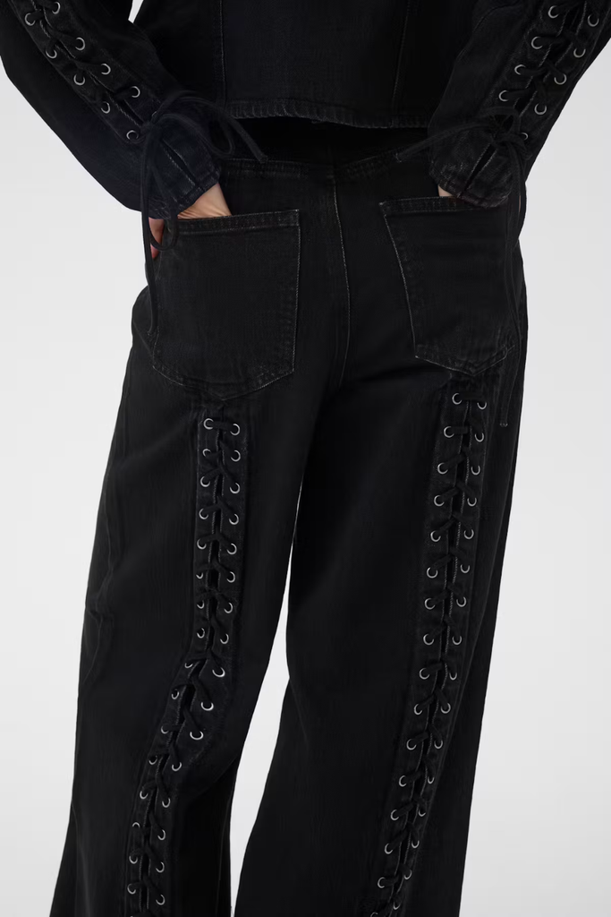 GZnanetta HW Wide Jeans - Dark Grey Washed/Black - Gestuz