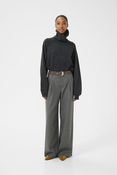 GZpaula MW Wide Pants - Dark Grey Melange - Gestuz