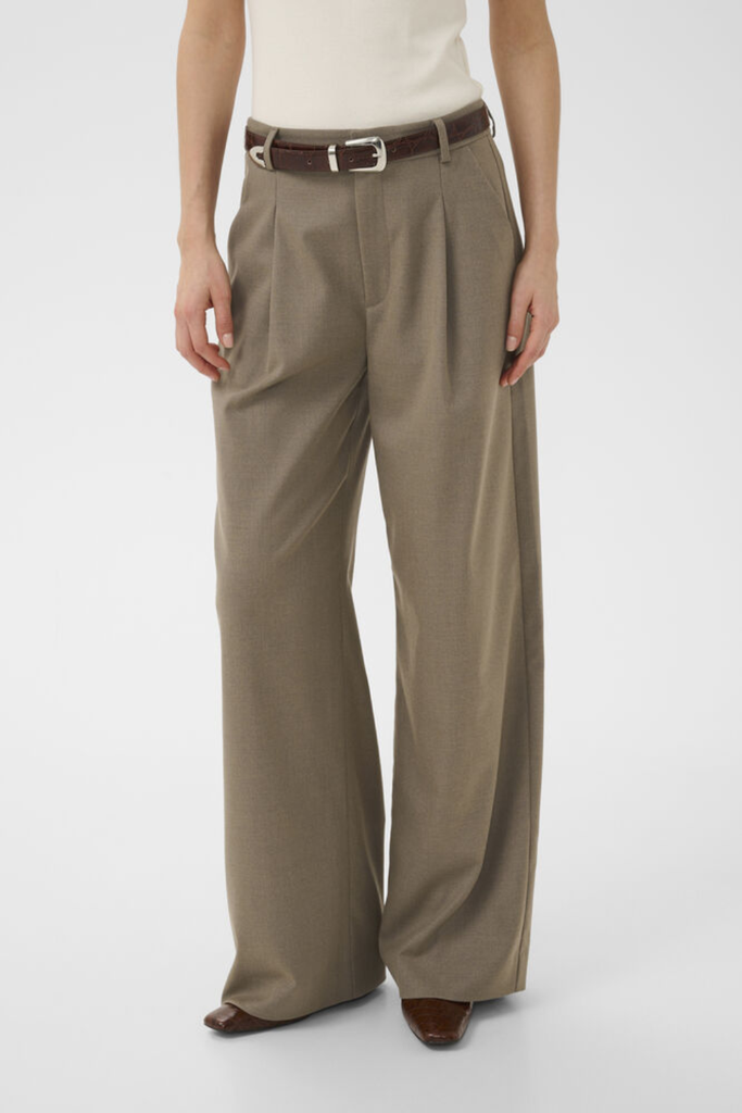 GZpaula MW Wide Pants NOOS - Dark Timberwolf Melange - Gestuz