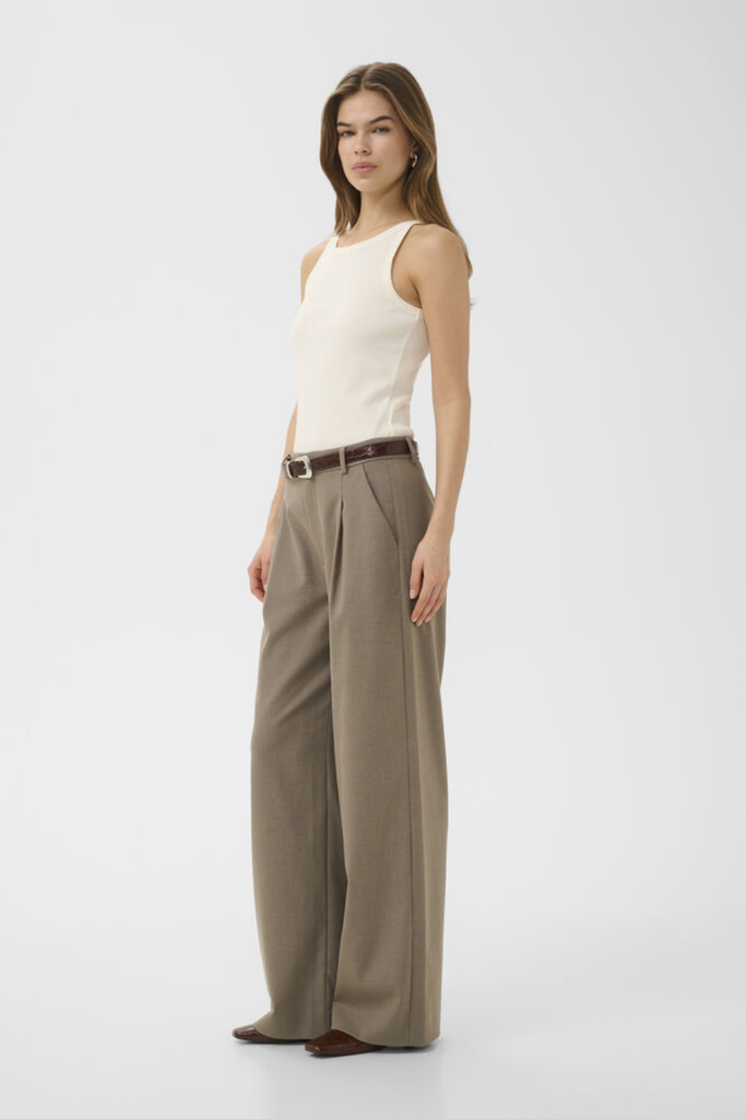 GZpaula MW Wide Pants NOOS - Dark Timberwolf Melange - Gestuz