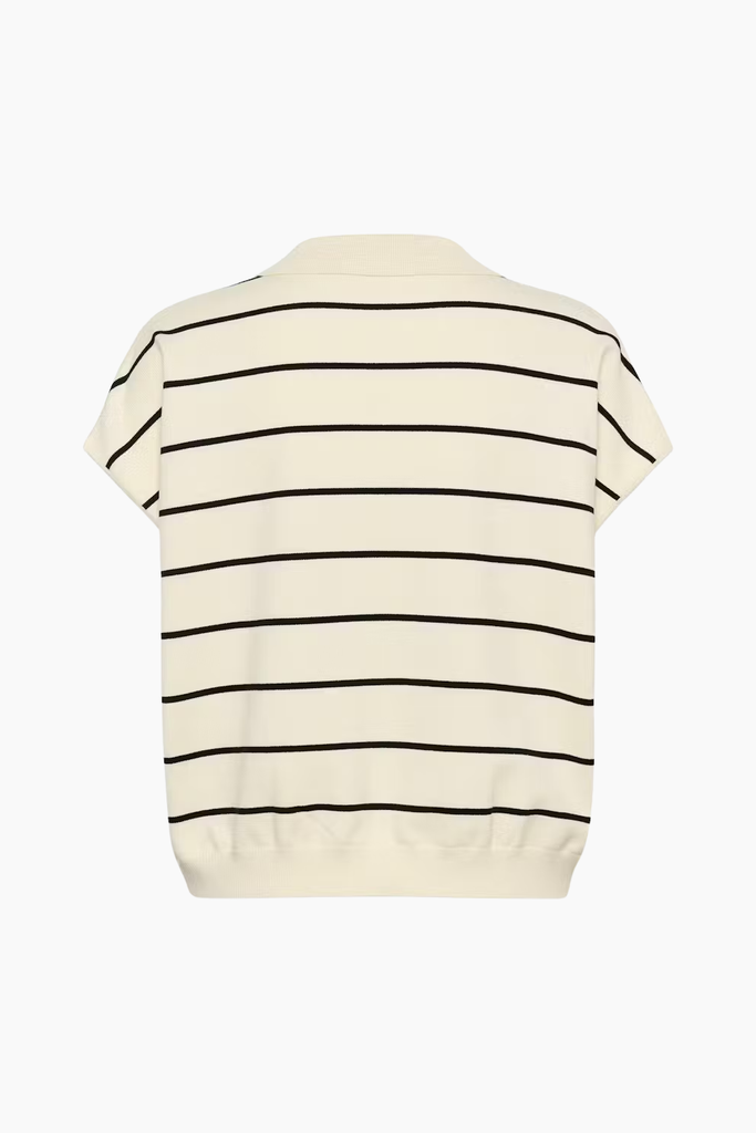 GZsaia SS Polo Pullover - Egret/Black Striped - Gestuz