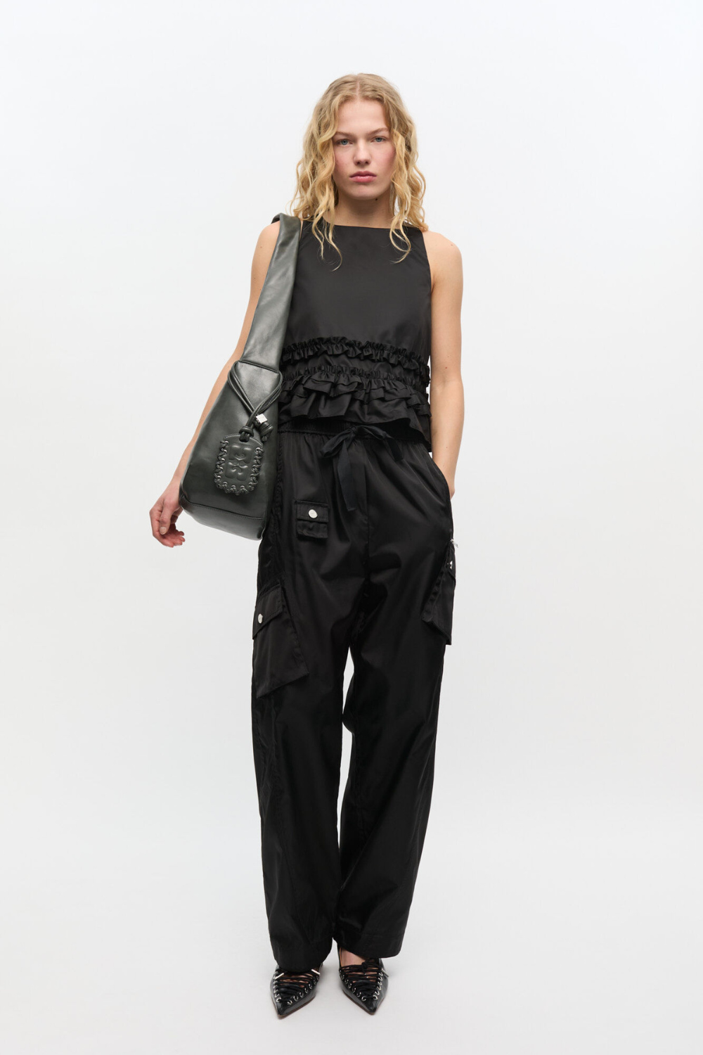 Ganni Bou Bag Hobo Medium A6865 - Steal Grey - GANNI