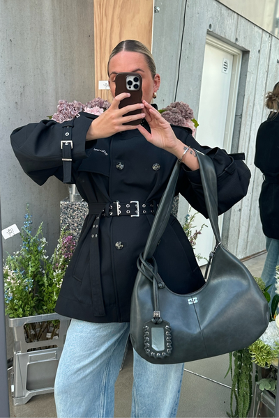 Heavy Twill Midi Trench Coat W0893 - Black - GANNI