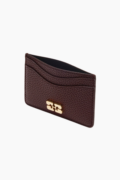 Ganni Card Holder Grained A7276 - Chicory Coffee - GANNI-1