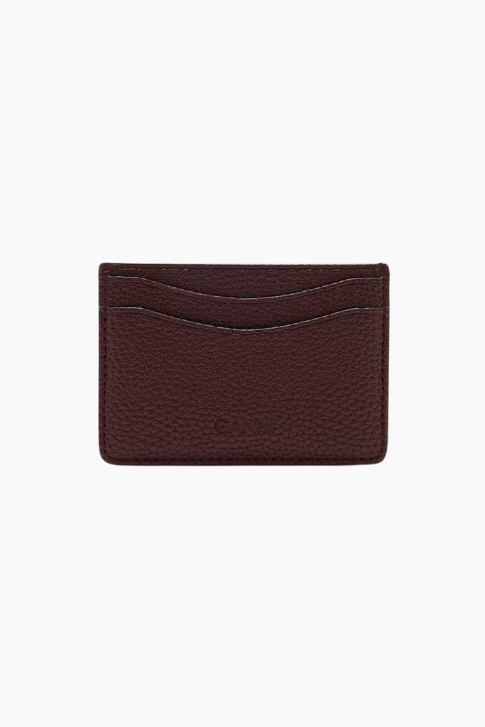 Ganni Card Holder Grained A7276 - Chicory Coffee - GANNI