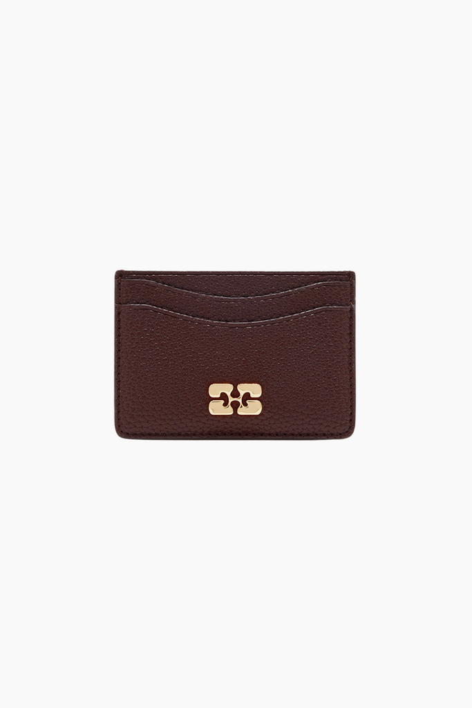 Ganni Card Holder Grained A7276 - Chicory Coffee - GANNI