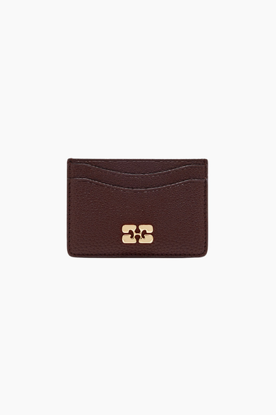 Ganni Card Holder Grained A7276 - Chicory Coffee - GANNI