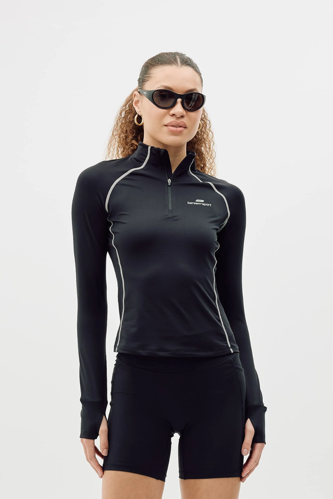 Half-Zip Midlayer Top - Black - bareen