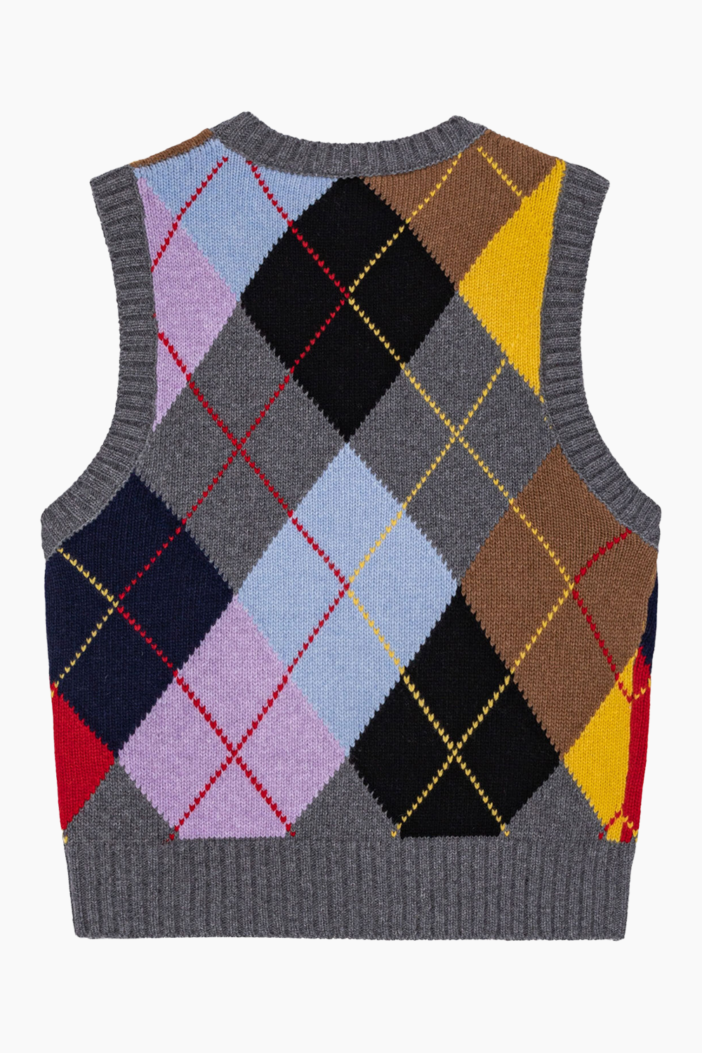 Harlequin Wool Mix Knit Vest K2101 - Frost Grey - GANNI