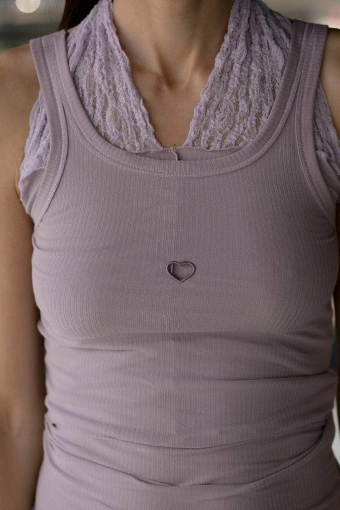 Heart Tank Fine Cotton Rib - Verbe Purple - Baserange