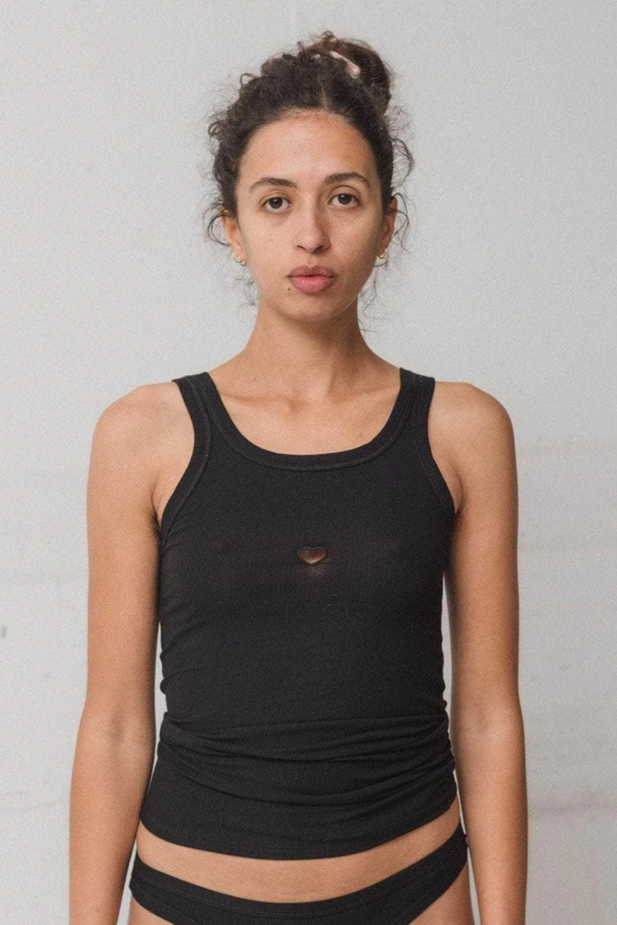Heart Tank Cotton Rib - Black - Baserange