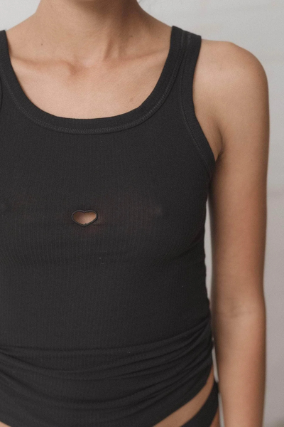 Heart Tank Cotton Rib - Black - Baserange-2