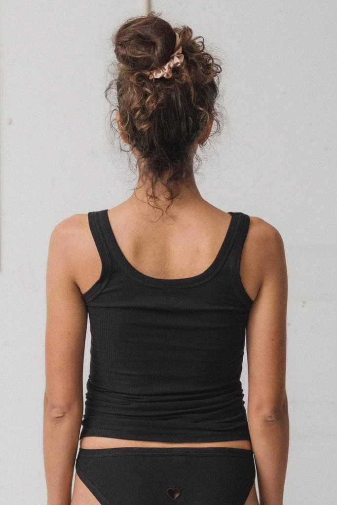 Heart Tank Cotton Rib - Black - Baserange
