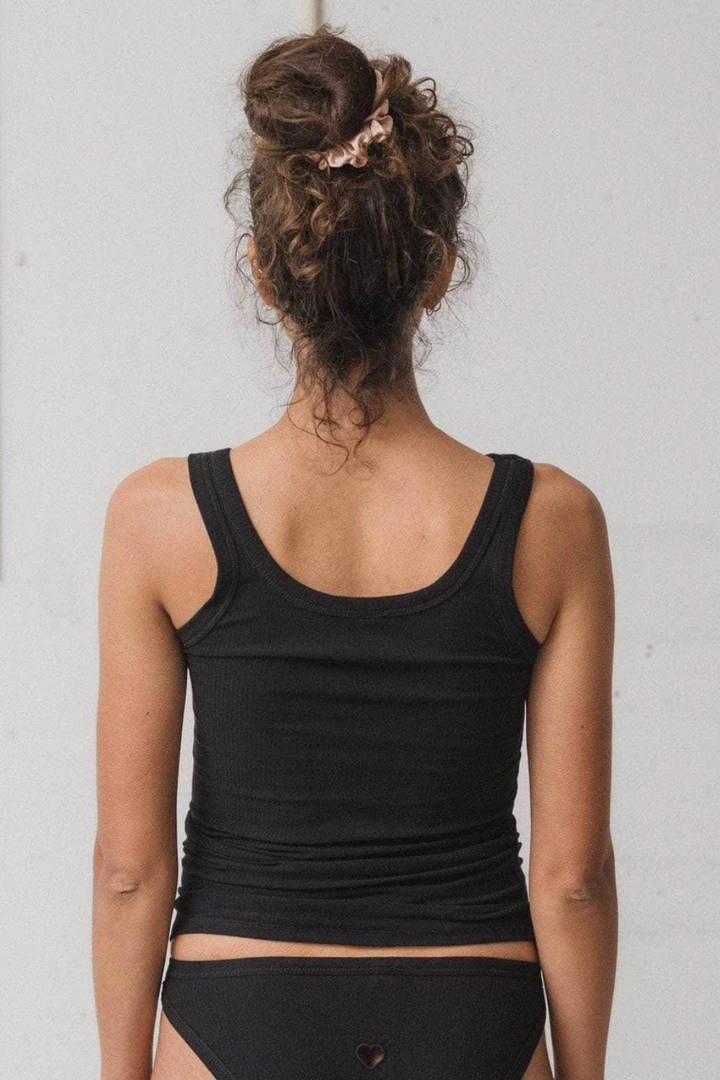 Heart Tank Cotton Rib - Black - Baserange - QNTS