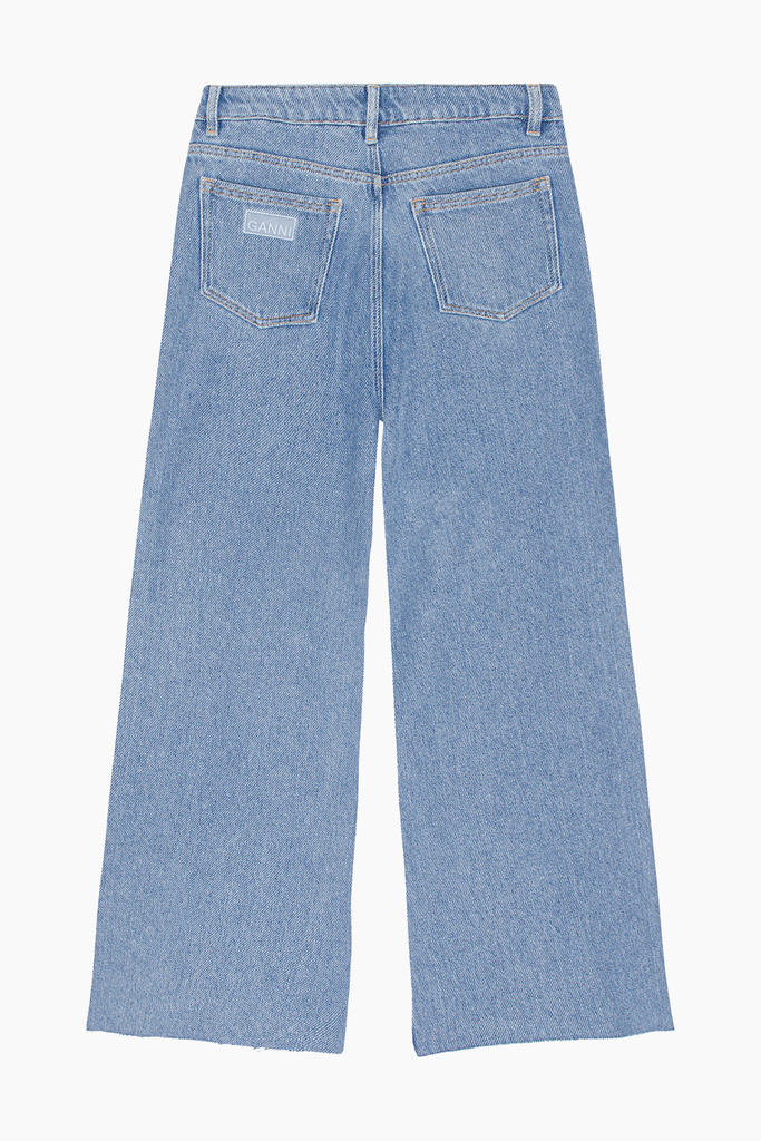 Heavy Denim Wide Drawstring Jeans J1286 - Light Blue Stone - GANNI