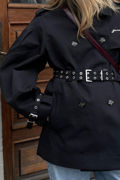 Heavy Twill Midi Trench Coat W0893 - Black - GANNI