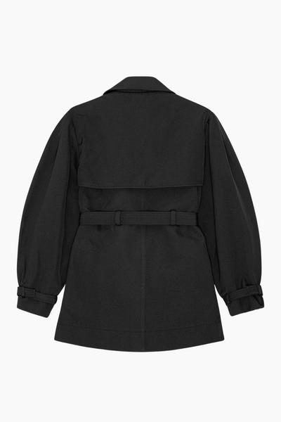 Heavy Twill Midi Trench Coat W0893 - Black - GANNI