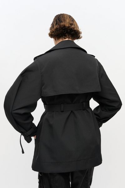 Heavy Twill Midi Trench Coat W0893 - Black - GANNI