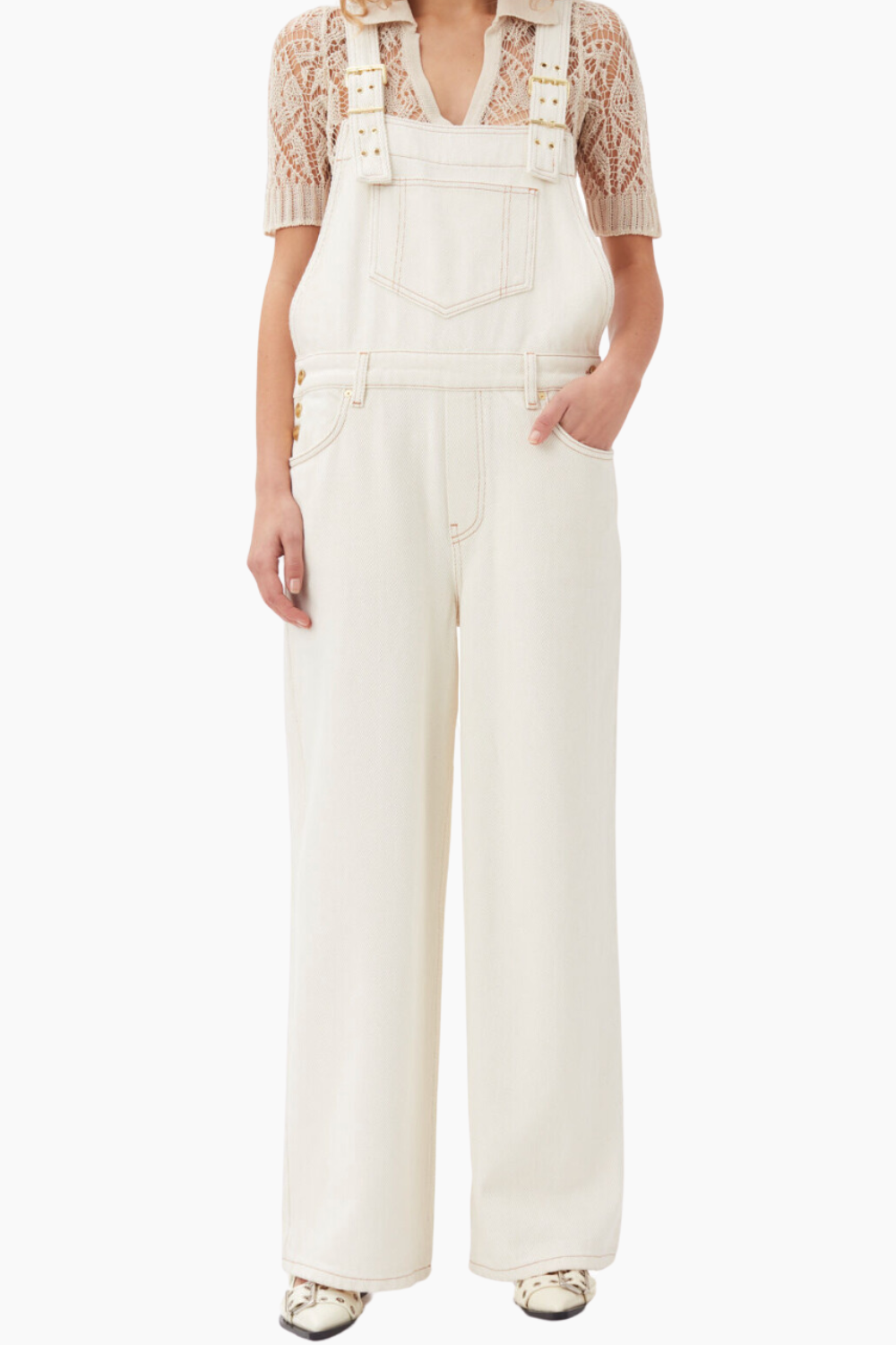 Heavy Denim Overalls J1430 - Egret - GANNI