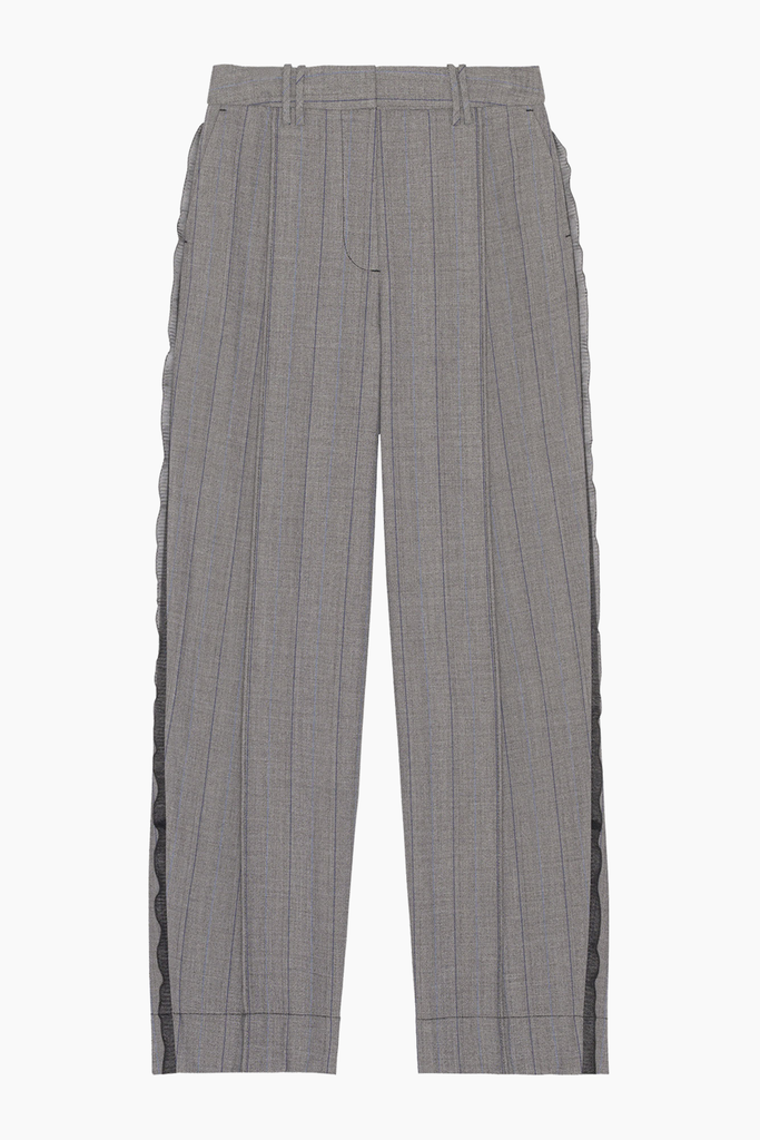 Herringbone Suiting Relaxed Pleated Pants F8214 - Frost Grey - GANNI