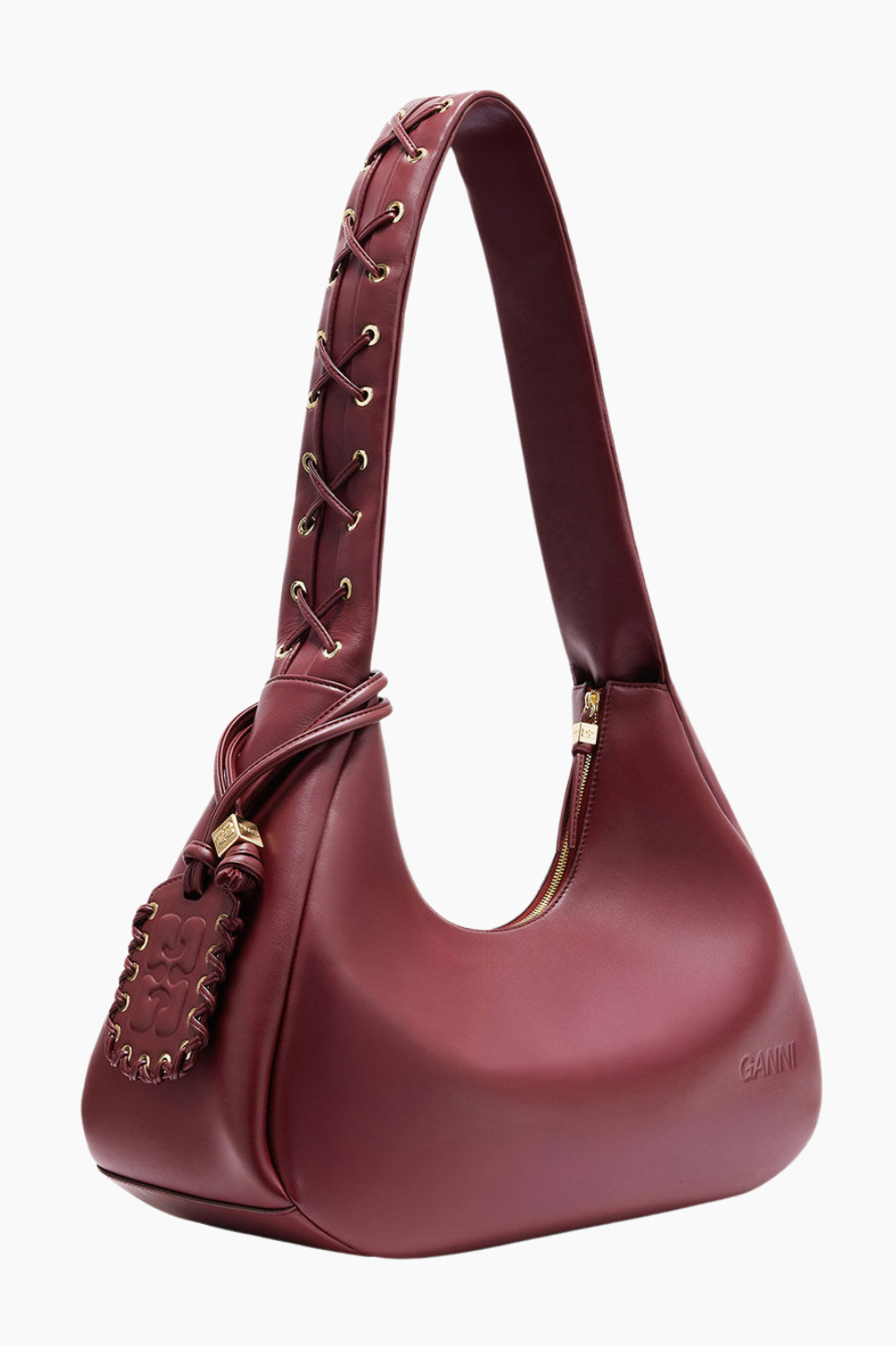 Hobo Medium Laces A7262 - Burgundy - GANNI