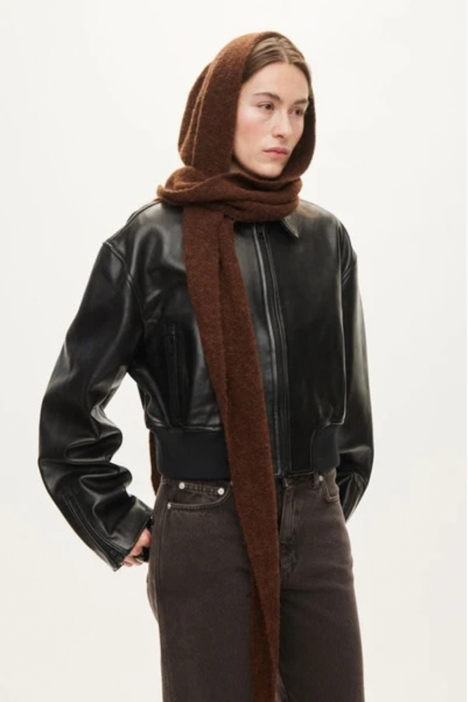 Hood Scarf - Brown - Oval Square