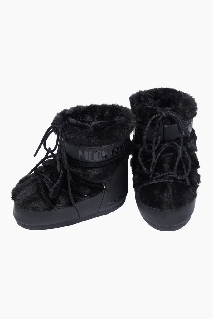 Icon Low Faux Fur Boots - Black - Moon Boot