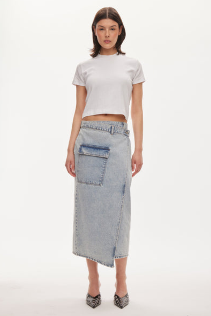 Isla Denim Skirt - Light Blue Wash - Oval Square