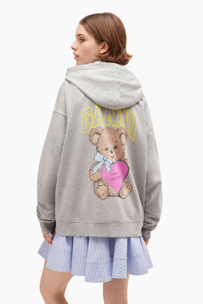 Isoli Teddy Oversized Zip Hoodie T4399 - Paloma Melange - GANNI