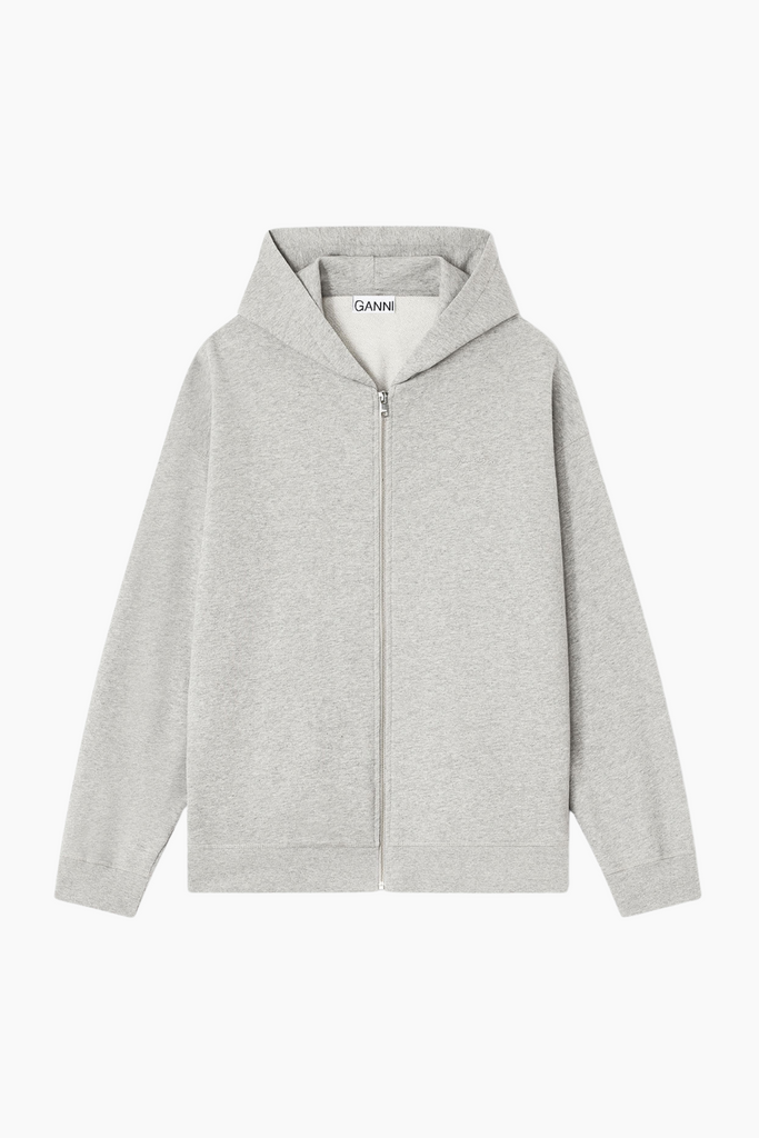 Isoli Teddy Zip Hoodie i Paloma Melange fra GANNI - Shop hos QNTS