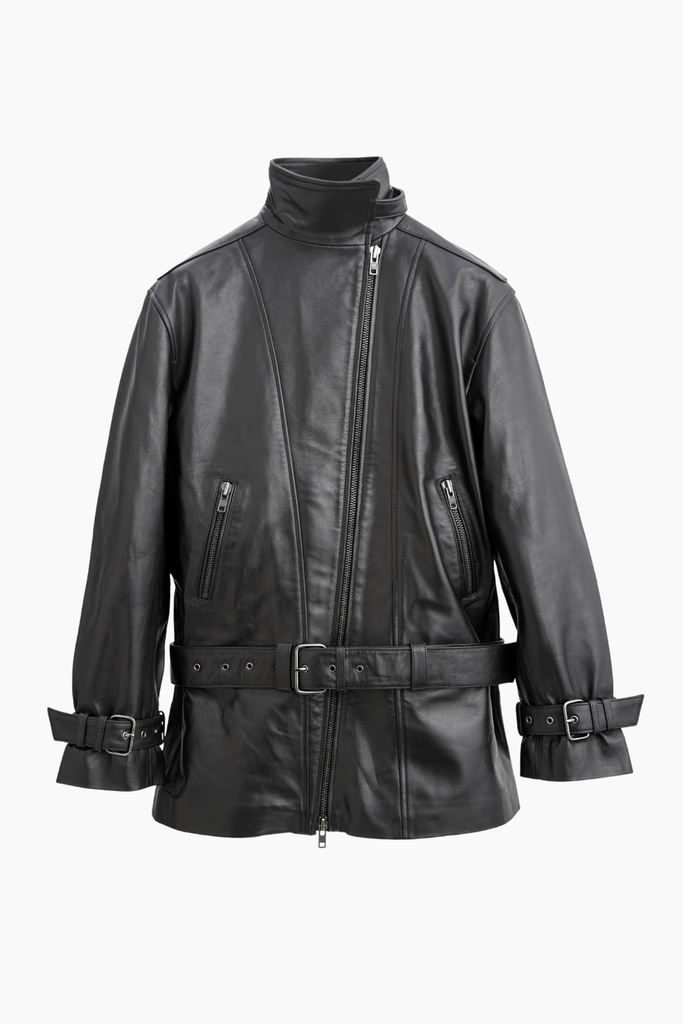 Jelena Leather Jacket - Black - Oval Square